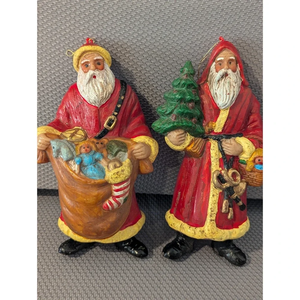 VTG Large Santa Claus Ornaments Old World Father Christmas Figures Plastic (?)